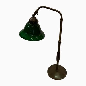 Lampe de Bureau Industrielle en Hêtre et Laiton, Italie, 1930s
