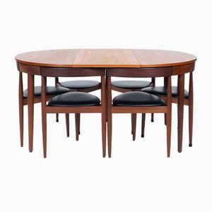 Roundette Teak Dining Set with Extendable Table & Chairs by Hans Olsen for Frem Røjle, Set of 7