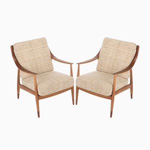 Fd144 Easy Chairs in Oak and Teak by Peter Hvidt & Orla Mølgaard-Nielsen for France & Søn / France & Daverkosen, 1950s, Set of 2