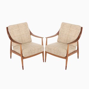Set of Fd144 Easy Chairs in Oak and Teak by Peter Hvidt & Orla Mølgaard-Nielsen for France & Søn / France & Daverkosen, 1950s