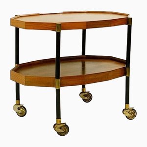 Vintage Metal, Brass and Teak Trolley from Bergonzi, Italy, 1950s