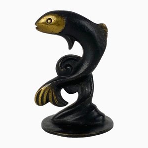 Figurine en Bronze Trout par Gluttöter pour Richard Rohac, Austria, 1950s