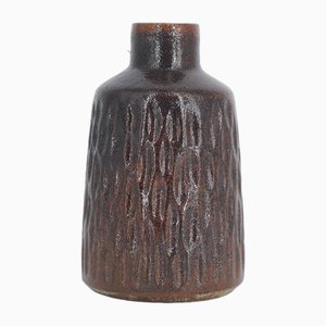 Small Mid-Century Scandinavian Modern Collectible Glazed Brown Stoneware Vase No. 25 by Gunnar Borg for Höganäs Ceramics, 1960s
