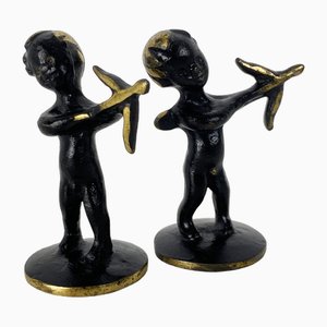 Figuras de Cupido de bronce de Hertha Baller, Austria, años 50. Juego de 2