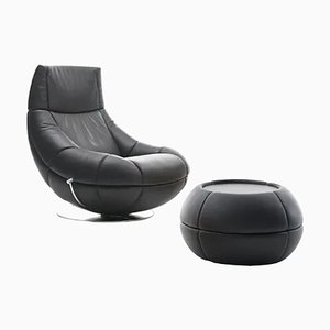 Fauteuil et Ottomane Modèle Ds 166 en Cuir par Hugo De Ruiter pour de Sede. Suisse, 2006, Set de 2