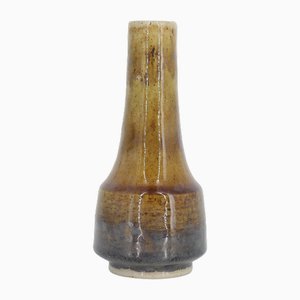 Petit Vase No. 3 Scandinave Moderne en Grès Émaillé Marron de Collection par Gunnar Borg pour Höganäs Ceramics, 1960s