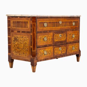 18th Century French Louis XVI Parquetry Commode with Marble Top