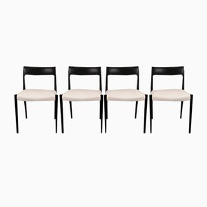 Chaises de Salle à Manger Scandinaves Laquées Noires par Niels Otto Møller, 1950s, Set de 4