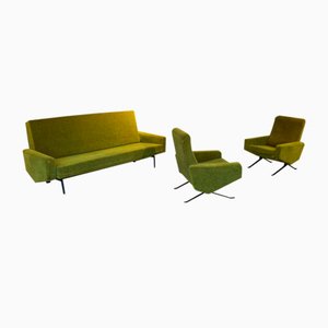Vintage Sofa and Armchairs by Pierre Guariche from Airborne, 1960s, Set of 3