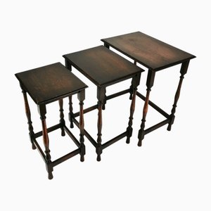 Antique Slide-in Side Tables, England, 1920s, Set of 3