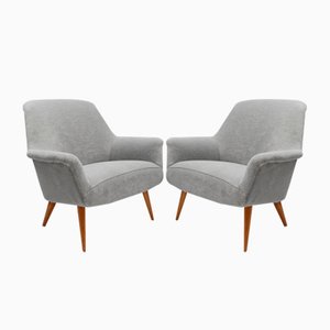 Set of Mid-Century Armchairs in Teddy Fabric, 1950s