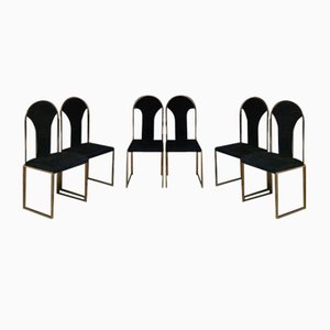 Brass Dining Chairs from Belgo Chrome, 1970s, Set of 6