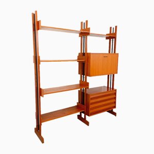 Vintage Bibliothek aus Teak & Schwarzem Metall, 1960er