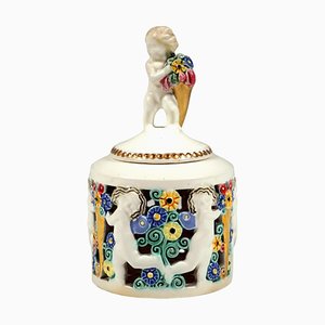 Ceramic Inkwell with Putti attributed to Michael Powolny, Vienna, 1910s