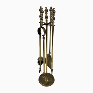 Neoclassical Brass Fire Tools, 1970s, Set of 5
