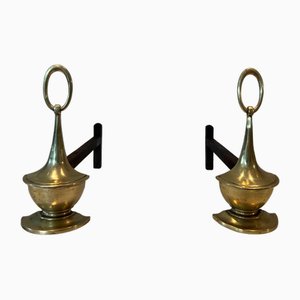 Neoclassical Style Bronze Andirons, 1960s, Set of 2