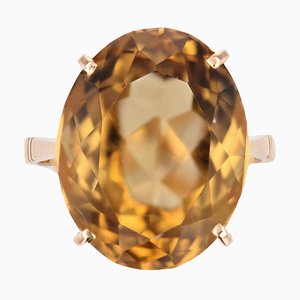 18 Karat Yellow Gold Cocktail Ring with Citrine, 1960s