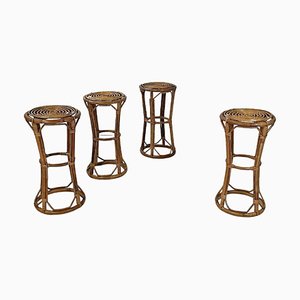 Moderne italienische Mid-Century Hochhocker aus Rattan, 1960er, 4 . Set