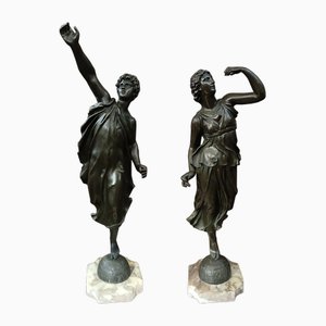 Allegorie der Frühlingsstatuetten aus Bronze, 2 Set