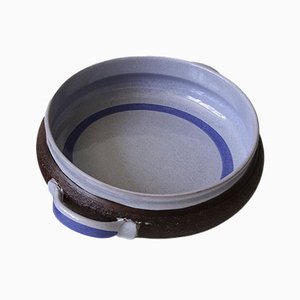 Scodella vintage in ceramica blu-marrone di Gabriel