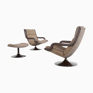F152 Lounge Chairs with Ottoman attributed to Geoffrey Harcourt for Artifort, 1975, Set of 3