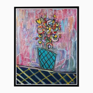 Flower Vase Federico Pinto Schmid, Italy, 2021 Acrylic, Oil On Canvas, 39x31in