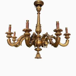 Large Wooden Chandelier with 8 Arms