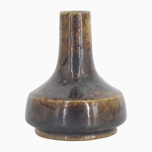 Small Mid-Century Scandinavian Modern Collectible Glazed Brown Stoneware Vase No. 29 by Gunnar Borg for Höganäs Keramik, 1960s