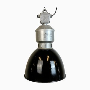 Lampe d'Usine Industrielle en Émail Noir de Elektrosvit, 1960s