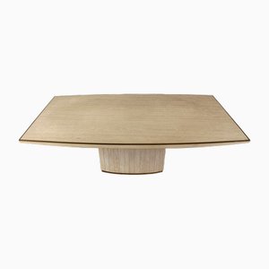 Brass and Travertine Dining Table, 1970s