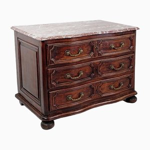 18th Century Walnut Chest of Drawers with Red Marble Top