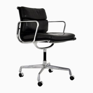Black Leather Soft Pad Office Chair by Charles & Ray Eames for ICF, 1970s
