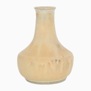 Small Mid-Century Scandinavian Modern Collectible Sandy Brown Stoneware Vase by Gunnar Borg for Höganäs Ceramics, 1960s