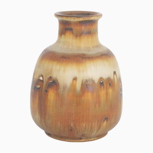 Small Mid-Century Scandinavian Modern Collectible Brown Stoneware Vase by Gunnar Borg for Höganäs Ceramics, 1960s