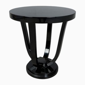 High Art Deco Side Table in Black Lacquer