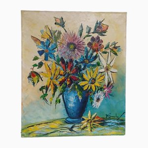 Oil on Canvas, Bouquet of Flowers, 20th Century, 1920s, Paint