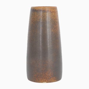Small Mid-Century Scandinavian Modern Collectible Chocolate Stoneware Vase by Gunnar Borg for Höganäs Ceramics, 1960s