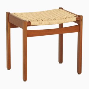 Dänischer Hocker aus Teak mit Papierkordel, 1960er