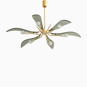 Large Italian Chandelier attributed to Fontana Arte, 1950s