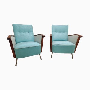 Mid-Century Modern Armchairs in Wood with Tubular Frames, Hungary, 1960s, Set of 2