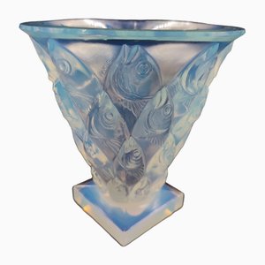 Art Deco French Opalescent Glass Vase by Sabino, 1920s