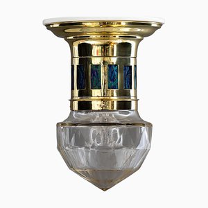 Art Deco Deckenlampe mit Lötzgläsern & Schliffglas, Wien, 1920er