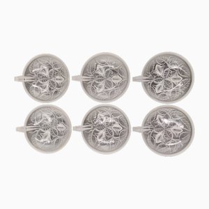 Petits Bols Art Déco en Verre Givré avec Motif Noisette par Arrers, France, 1930s, Set de 6