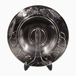 Large Art Deco Glass Bowl with Mammoths by Verlys, France, 1930s