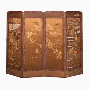 Japanese Photographic Prop Screen & Silk Cotton Room Divider, 1890s
