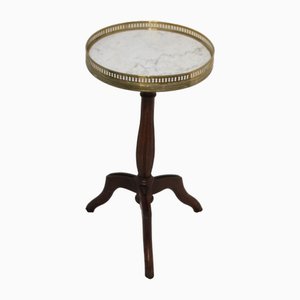 Small Wood Side Table with Marble Top