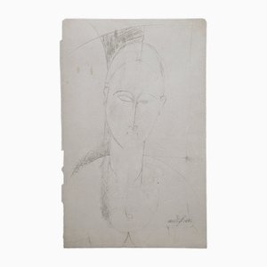 Amedeo Modigliani, Retrato de una niña, Litografía de edición limitada, Principios del siglo XX