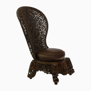 19th Century Burmese Anglo Indian Carved High Back Side Chair