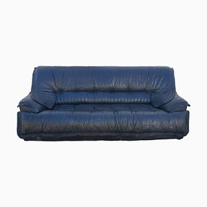 Französisches Vintage Sofa aus schwarzem Leder von JF Mur