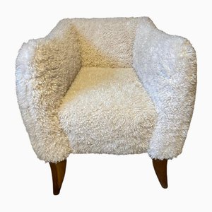 Vintage White Fabric Armchair